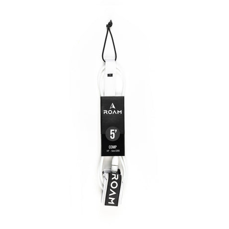 ROAM Surfboard Leash Comp 5 Fuß Weiß Schwarz Polyurethan Frontalansicht