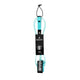 ROAM Surfboard Leash Comp 5 Zoll, hellblau, Leash mit schwarzem ROAM-Branding und Befestigungsvorrichtungen, Frontalansicht