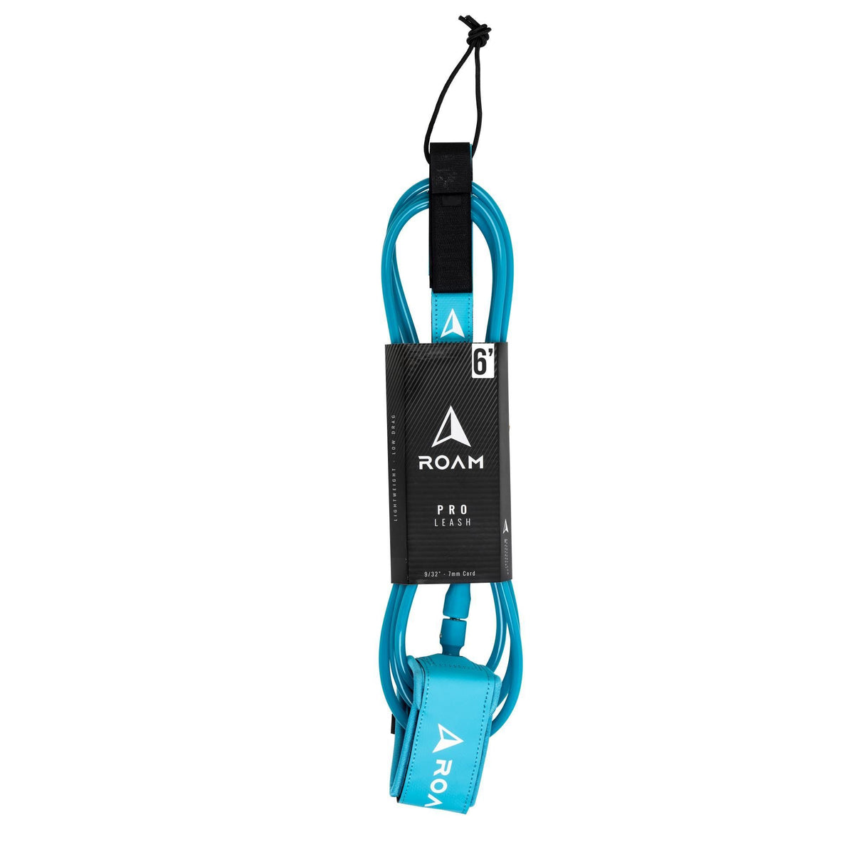 ROAM Surfboard Leash PRO blau-schwarz mit Manschette, Frontalansicht