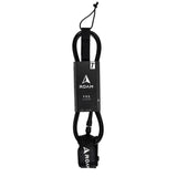 ROAM Surfboard Leash PRO in Schwarz, Neopren mit Klettverschluss, aufgerollt, Frontansicht