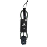 ROAM Surfboard Leash PRO in Grau und Schwarz mit Neopren-Manschette, Frontalansicht