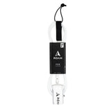 ROAM Surfboard Leash PRO, Schwarz-Weiß, Kunststoff-Spiralkordel mit schwarzem Neopren-Fußmanschette, Frontansicht