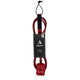 ROAM Surfboard Leash PRO, Rot und Schwarz, Neopren-Manschette, Frontalansicht des kompletten Leash mit Befestigungspunkte