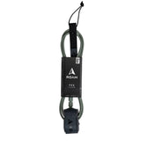 ROAM Surfboard Leash PRO schwarz-grau mit Neopren-Manschette und Befestigungssystemen, Frontansicht