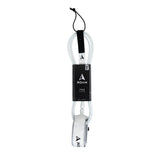 ROAM Surfboard Leash PRO Knie in Weiß, Knieleine mit schwarzem Cuff und Verbindungssystem, Frontalansicht
