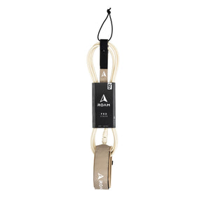 ROAM Surfboard Leash PRO Knie in Creme und Schwarz mit gepolstertem Knöchelbügel, Vollansicht