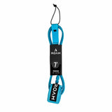 Roam Surfboard Leash Premium 7 Zoll in Blau und Schwarz mit Neopren-Manschetten, Frontalansicht