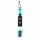 Roam Surfboard Leash Premium Knie in Türkis mit schwarzen Manschetten, 9 Fuß, Frontalansicht des aufgerollten Leash mit Befestigungspunkten