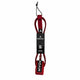 Roam Surfboard Leash Premium Knie in Bordeaux und Schwarz mit Neopren-Manschette, Frontalansicht des Komplettsets