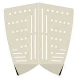 Roam Footpad Deck Lite Traction Pad 2-teilig in Creme mit Grifflöchern und schwarzen Kanten, Draufsicht