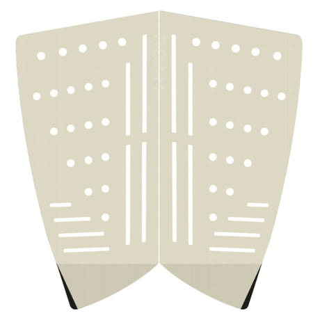 Roam Footpad Deck Lite Traction Pad 2-teilig in Creme mit Grifflöchern und schwarzen Kanten, Draufsicht