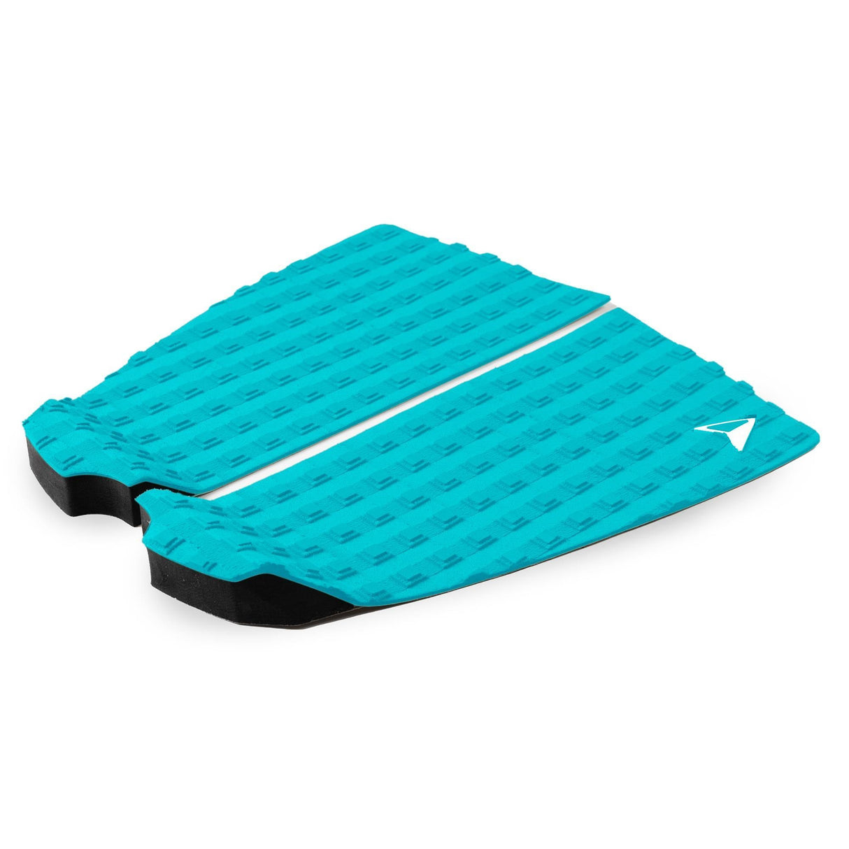 Roam Footpad Deck Grip Traction Pad 2-tlg, türkis, strukturierte Oberfläche mit weißem Streifen, isometrische Ansicht