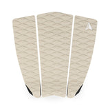 Roam Footpad Deck Grip Traction Pad 3-teilig, Creme, Diamantmuster, Draufsicht auf drei Pads mit weißen Streifen