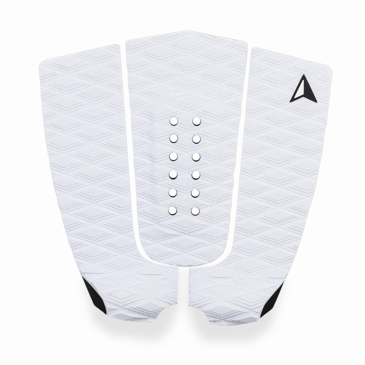 Roam Footpad Deck Grip Traction Pad 3-teilig weiß mit Lochungen, Draufsicht auf strukturierte Oberfläche