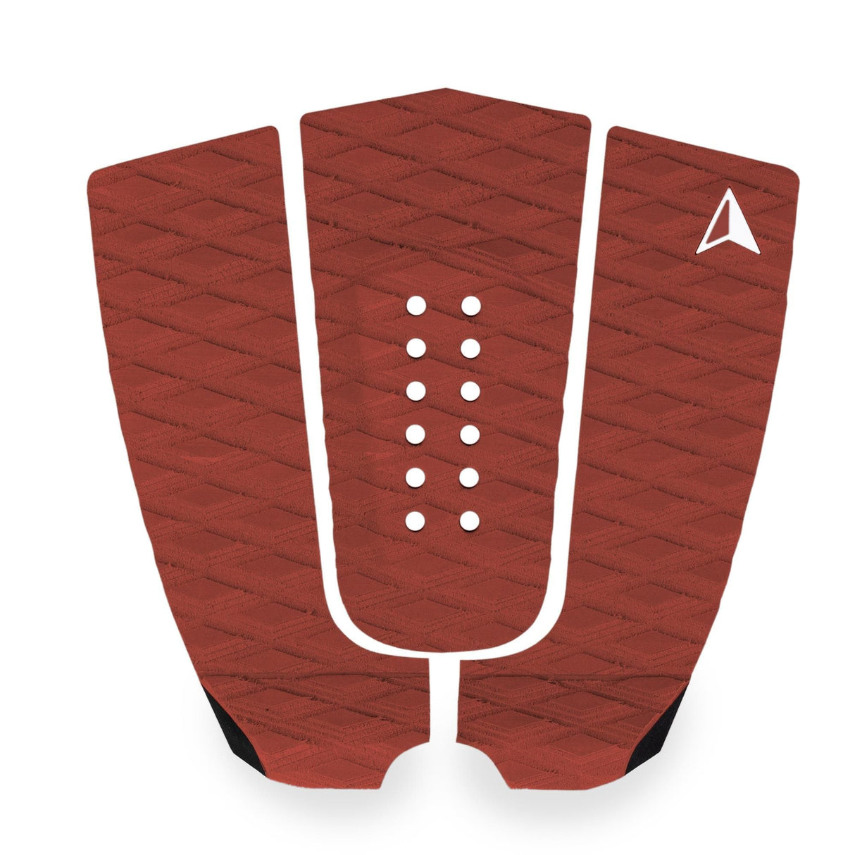 Roam Footpad Deck Grip Traction Pad 3-tlg in Rot mit Lochstruktur, dreiteilige Griffmatte Vorderansicht