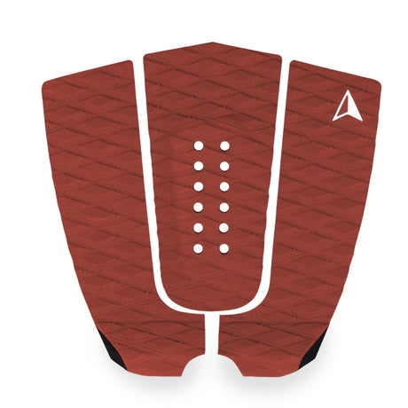Roam Footpad Deck Grip Traction Pad 3-tlg in Rot mit Lochstruktur, dreiteilige Griffmatte Vorderansicht