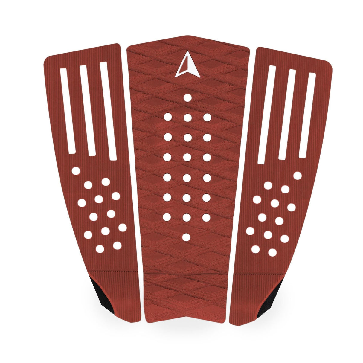 Roam Footpad Deck Grip Traction Comp Pad in Rot mit weißen Noppen, dreiteiliges Design, Draufsicht