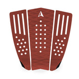 Roam Footpad Deck Grip Traction Comp Pad in Rot mit weißen Noppen, dreiteiliges Design, Draufsicht