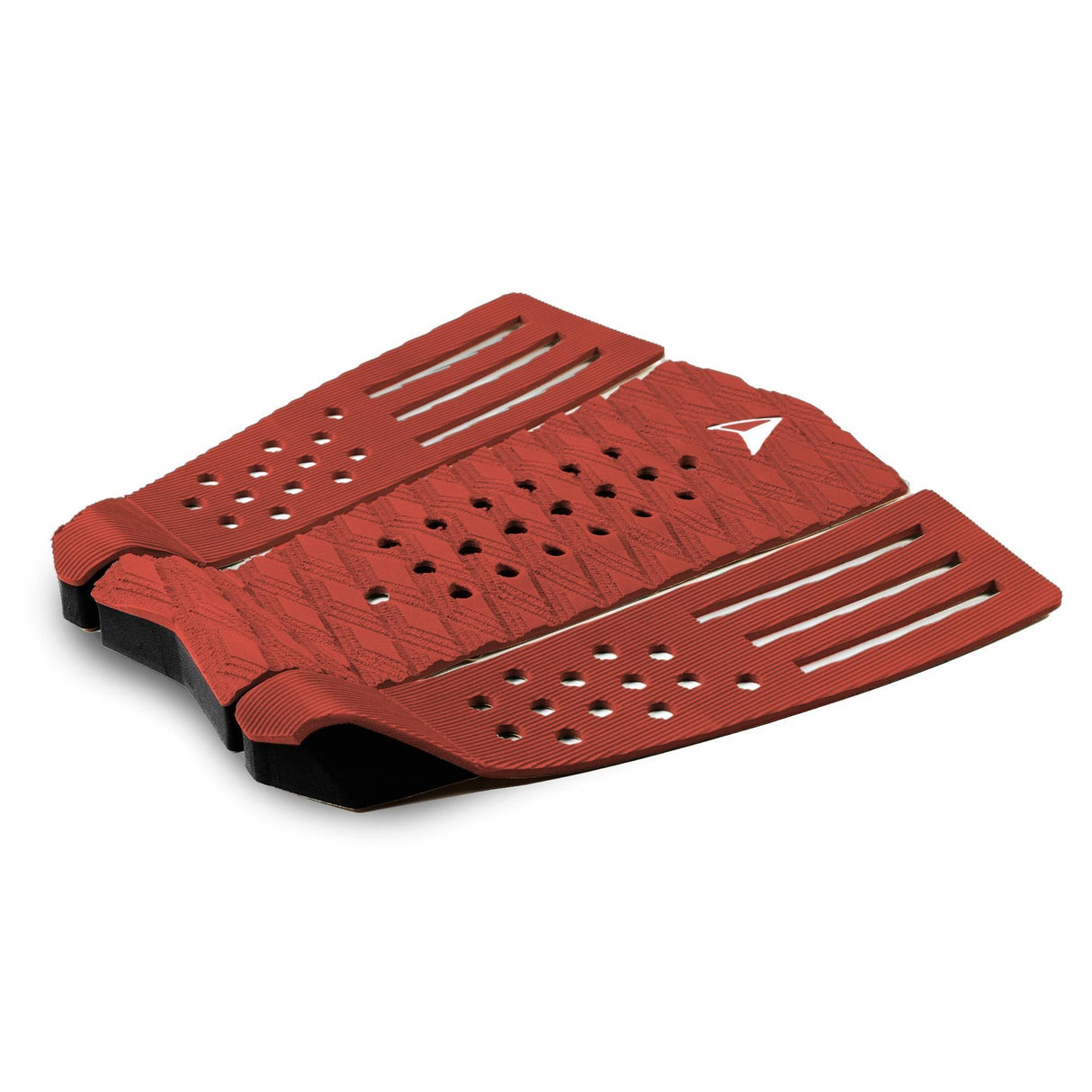 Roam Footpad Deck Grip Traction Comp Pad in Rot mit strukturierter Oberfläche und Grifflöchern, Draufsicht
