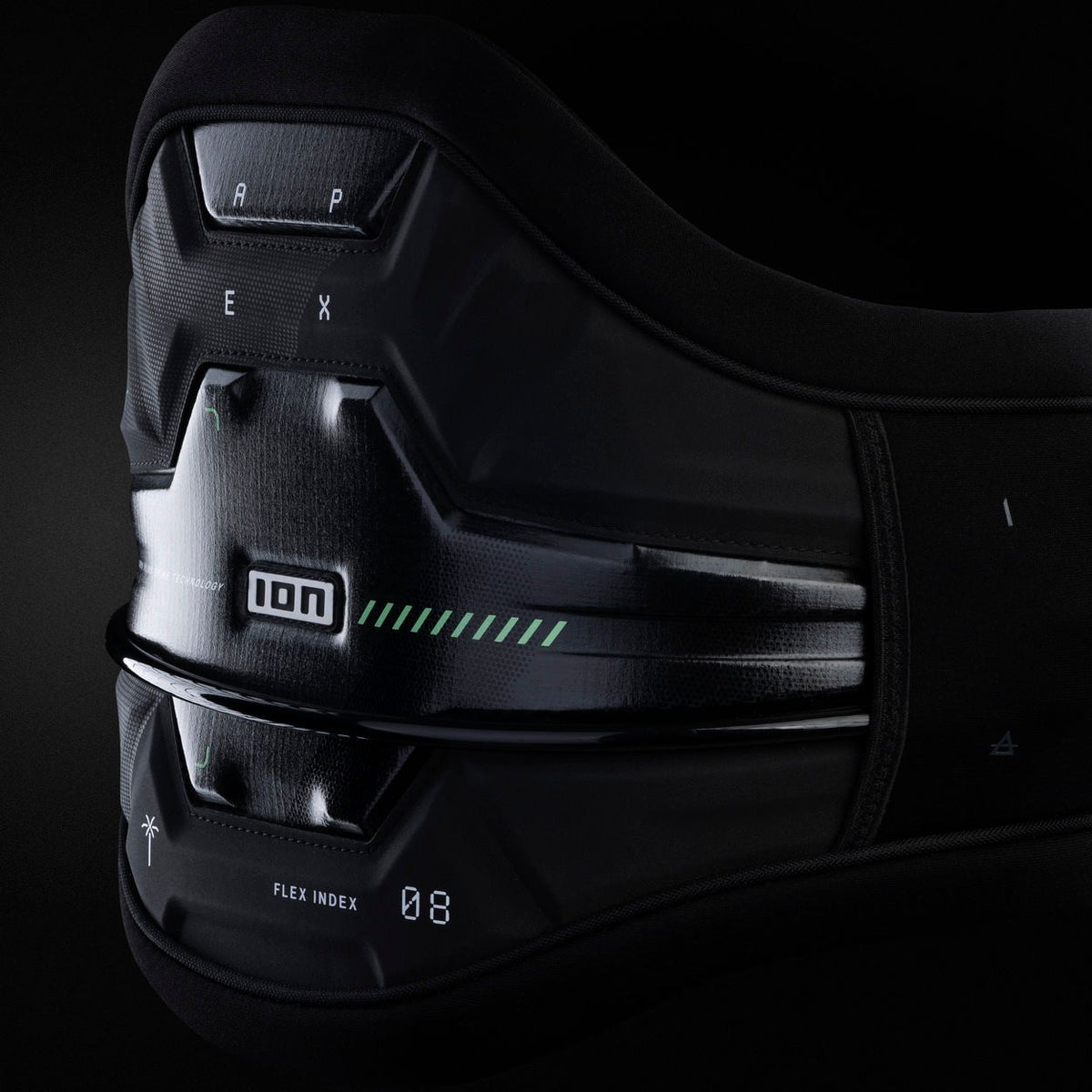 ION Collision Vest Element Side Zip 2026 schwarz mit Seitenreißverschluss, Detailansicht der Schutzpolsterung und ION-Branding