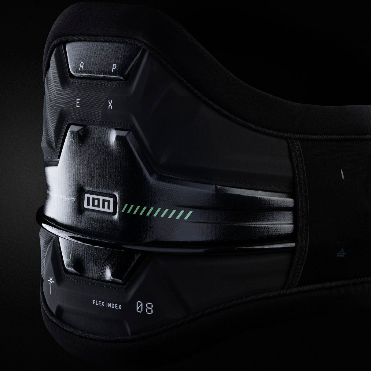 ION Collision Vest Element Side Zip 2026 schwarz mit Seitenreißverschluss, Detailansicht der Schutzpolsterung und ION-Branding
