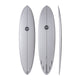 NSP 2026 Speed Line Surfboard weiß, drei Ansichten, Draufsicht und Seitenprofil