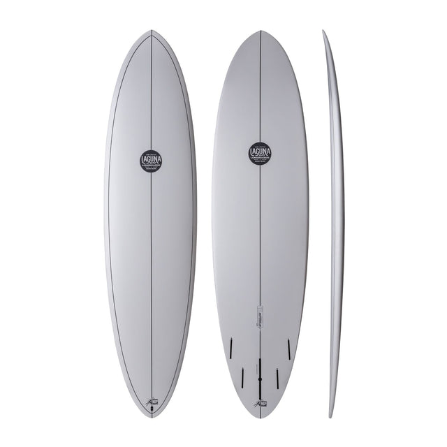 NSP 2026 Speed Line Surfboard weiß, drei Ansichten, Draufsicht und Seitenprofil