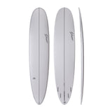 NSP 2026 Butter Knife Surfboard, grau, Draufsicht und Seitenansicht, Funboard mit gerundeter Nose