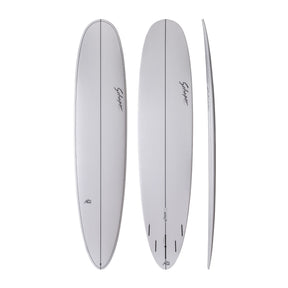 NSP 2026 Butter Knife Surfboard, grau, Draufsicht und Seitenansicht, Funboard mit gerundeter Nose