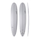 NSP 2026 Pro 9 Surfboard in Grau, Top- und Seitensicht, längliches Design mit Finnen