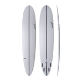 NSP 2026 Pro 9 Surfboard in Weiß, 360-Grad-Ansicht mit Deck-, Boden- und Seitenansicht