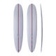 NSP 2026 Unicorn Surfboard, hellgrau mit roter Mittellinie, Draufsicht und Seitenansicht