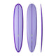 NSP 2026 Unicorn Surfboard in Violett, Draufsicht und Seitenansicht, längliches Design mit gerundeter Spitze