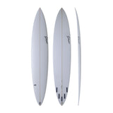 NSP 2026 Equalizer Surfboard weiß, drei Ansichten von vorne, hinten und Seitenprofil