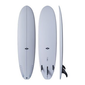 NSP 2026 Double Up Surfboard hellblau, Draufsicht und Seitenansicht mit Finnen