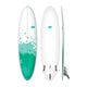 NSP 2026 Fun Surfboard, weiß-grün mit Spritzdesign, Draufsicht und Seitenprofil