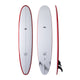 NSP 2026 Long Surfboard, Weiß mit roter Kante, drei Ansichten