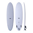 NSP 2026 Magnet Surfboard, hellblau, Draufsicht und Seitenansicht mit schwarzen Finnen