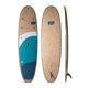 NSP 2026 Cruise Surfboard, Korkoberfläche, Türkis-Blau-Design, Draufsicht und Seitenansicht
