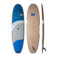 NSP 2026 Cruise Surfboard, blau-weiß, Draufsicht und Unterseite, mit Korkoberfläche und Finne