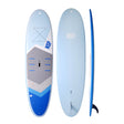 NSP 2026 Cruise Surfboard hellblau mit grauem Deck und blauem Unterwasserschiff, drei Ansichten