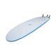 NSP 2026 Teacher's Pet Surfboard, weiß mit blauer Kante, drei Finnen, Seitenansicht