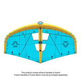 Duotone Unit D/LAB 2027 Kite blau gelb, Drachen-Flügel aus Kunststoff mit Gestänge, Frontalansicht