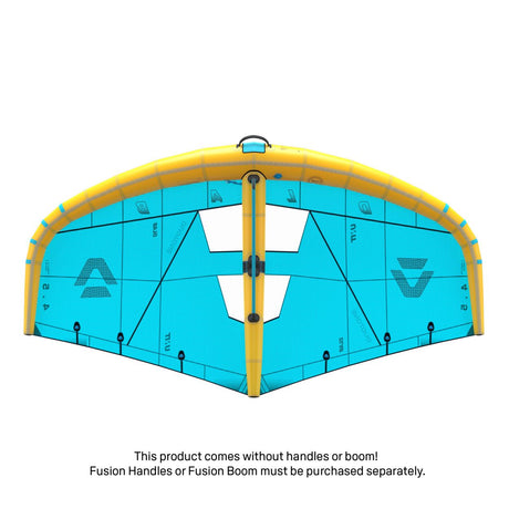 Duotone Unit D/LAB 2027 Kite blau gelb, Drachen-Flügel aus Kunststoff mit Gestänge, Frontalansicht