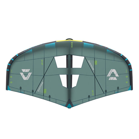 Duotone Unit SLS 2027 Kite, graugrün mit blauem Rahmen, Frontalansicht