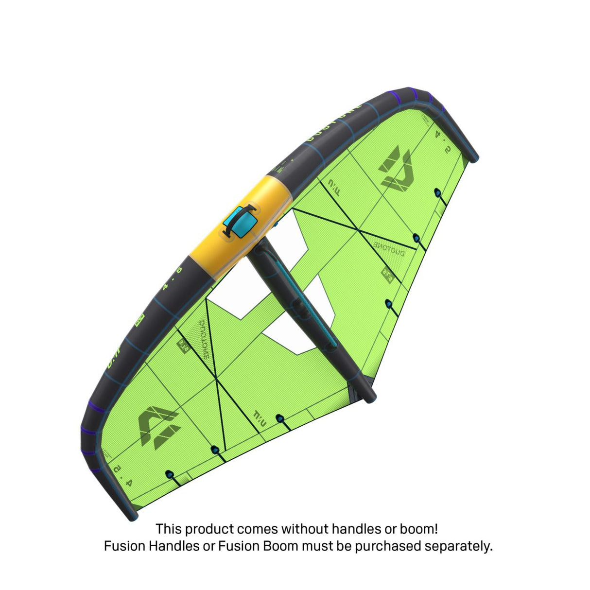 Duotone Unit SLS 2027 Kite in Neongrün und Dunkelblau, Ansicht von schräg vorne