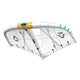 Duotone Unit SLS Concept Blue 2027 Kite mit weißem Tuch, gelbem und blauem Rahmen, Draufsicht