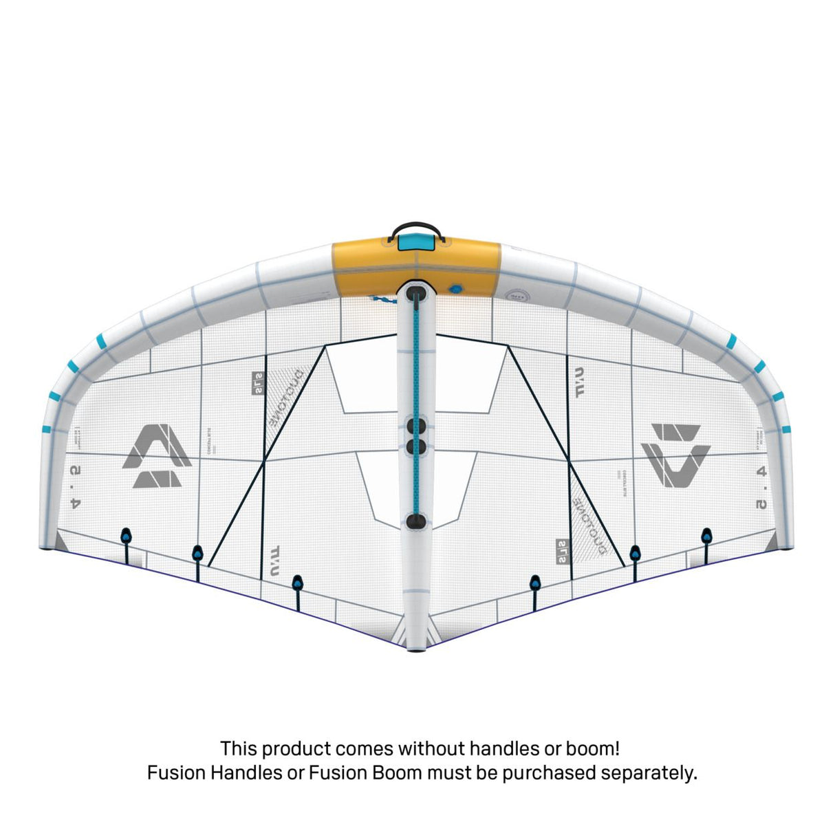 Duotone Unit SLS Concept Blue 2027 Kitewing von oben, weiß mit blauem und gelbem Rahmen, Draufsicht