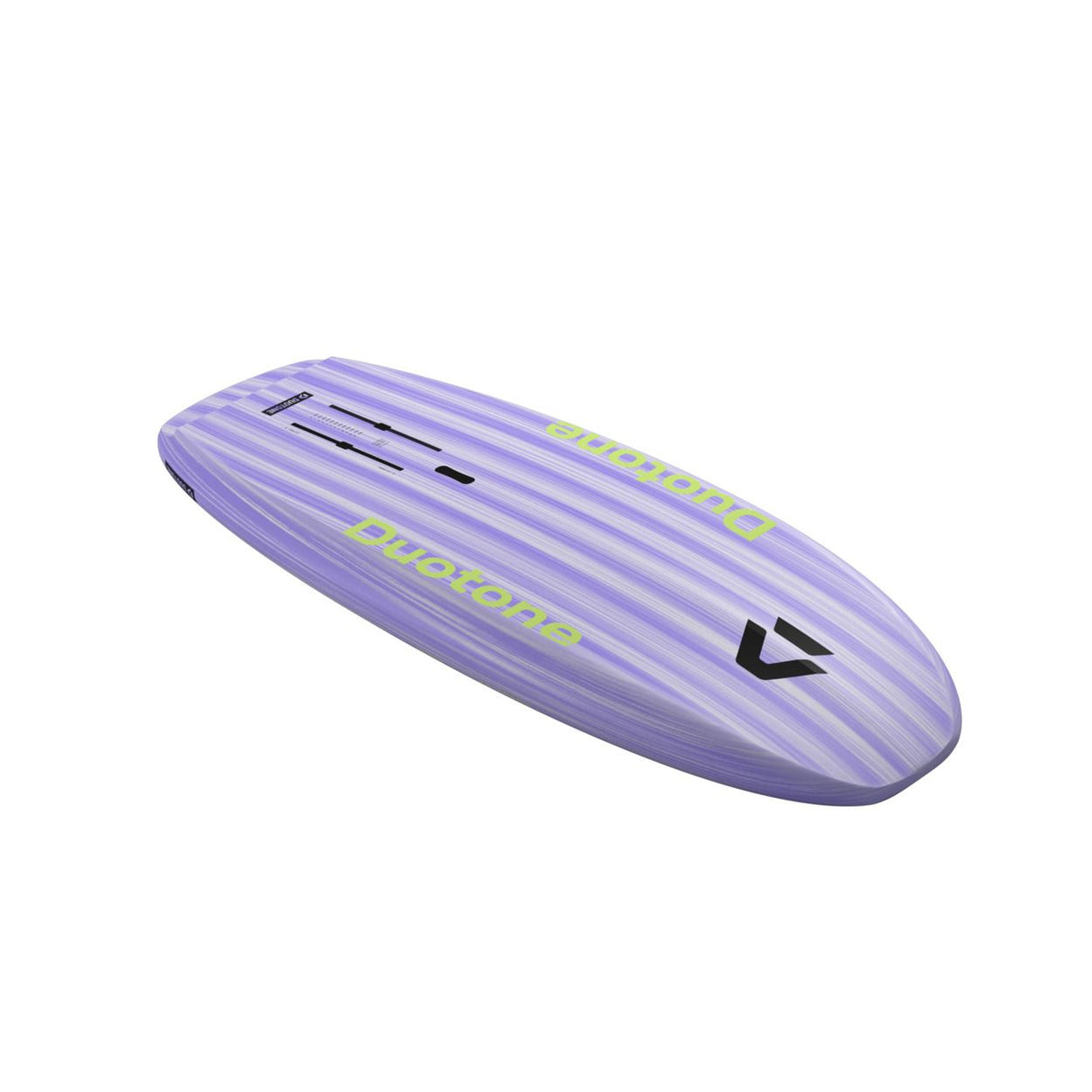 Duotone Sky Style 2027 Wakeboard in Lila mit gelben Streifen, Draufsicht