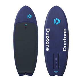 Duotone Crush SLS 2027 Wakeboard in Dunkelblau und Schwarz, Vorder- und Rückansicht, mit türkisem Logo und weißer Schrift